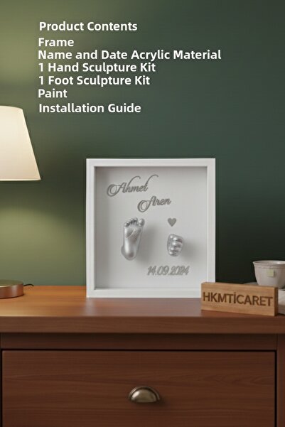 Verda Çerçeve مجموعة تماثيل يد وقدم الطفل مقاس 25 × 25 × 7 سم ومجموعة تماثيل ...