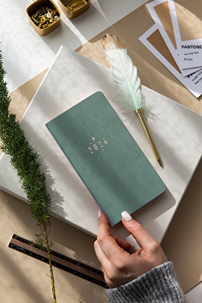 PAPERORA Agenda săptămânală de buzunar 2026, pe 12 luni - Verde