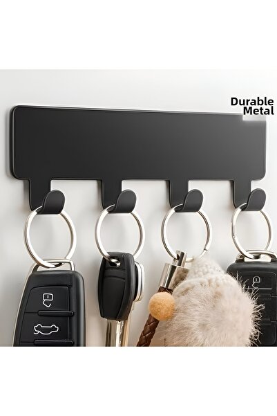 ETÜCCAR Metal Black 3m Adhesive 4-Piece Hanger Behind Door Clothes Hanger Bat...