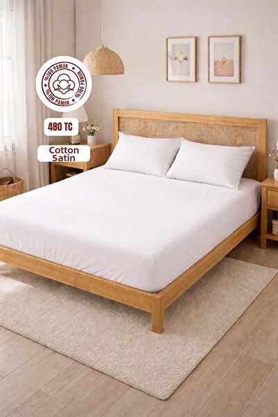 sutra 120 Thread Count (480 Tc) 100% Cotton Satin Double Size Fitted Sheet Set