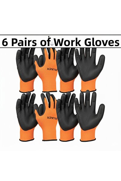 KİNETEX Worker Gloves Black Orange 6 Pairs Ktx-3107