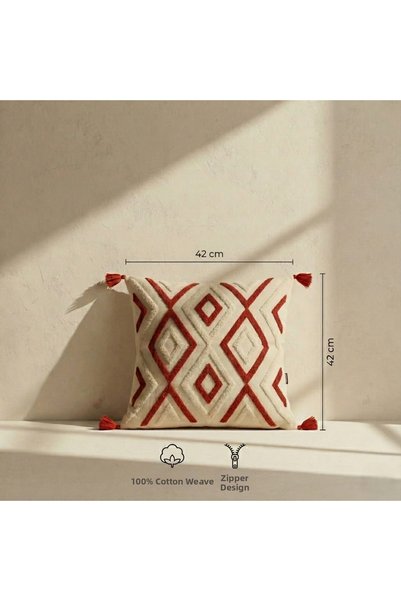 Generic Brand Ethnic Patterned Geometric Embroidered Decorative Throw Pillow Cover (Without Inner Filling)