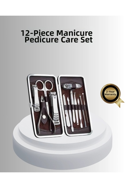 SORA GROUP Professional Nail Care Kit with Steel Tools in Stylish Leather Case