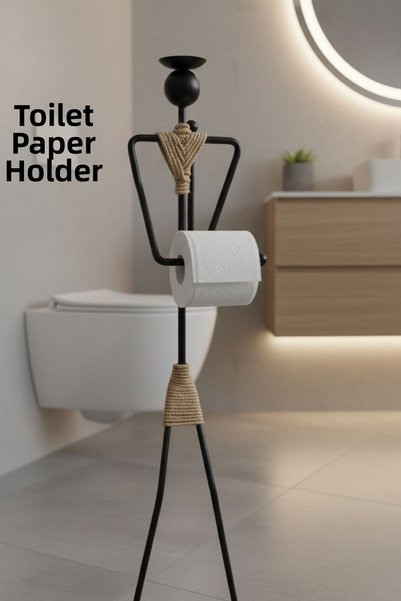 Grandmix Decorative Toilet Paper Hanger Minimalist Toilet Roll Holder with Human Figure Bathroom Organizer with Refill