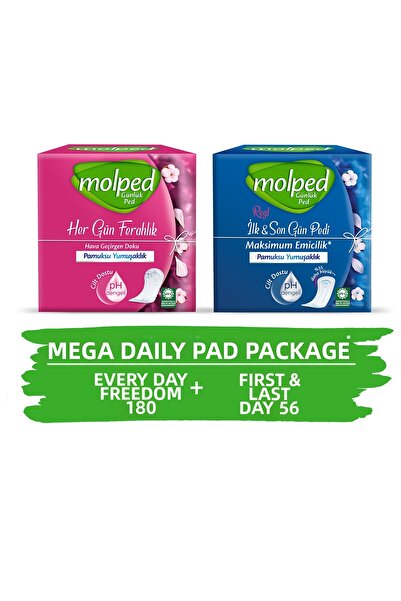 Molped مجموعة الفوط اليومية الضخمة (الراحة كل يوم 180 قطعة + 56 قطعة في اليوم...