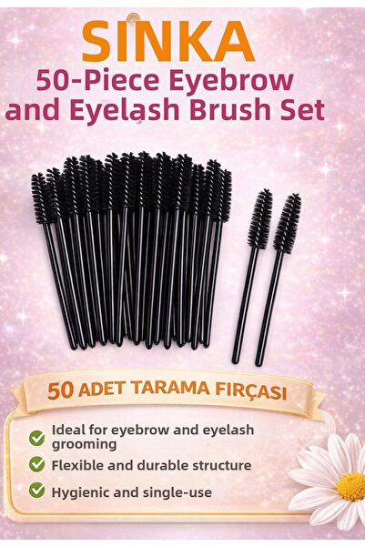 SİNKA مجموعة من 50 فرشاة لتمشيط رموش الحواجب وفرشاة للرموش