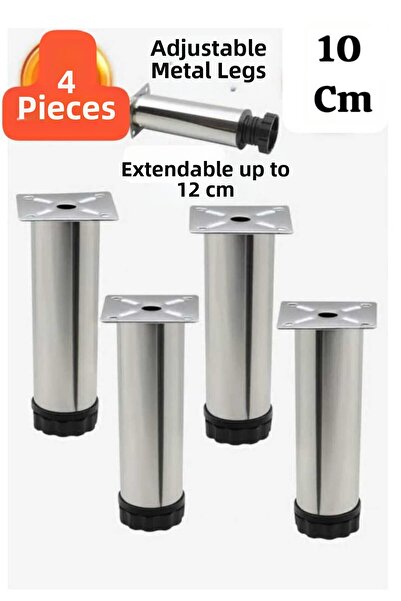 ÇEÇEN HOME 4 bucăți picior de mobilier reglabil din metal de 10 cm (poate ext...
