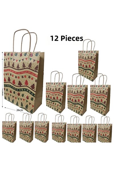 partidolu cu curele Pungă cadou de Crăciun Kraft geantă sì 26x33 cm 12 bucăți...