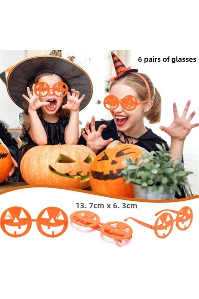 partidolu نظارة حفلات الهالوين بدون زجاج على شكل يقطين 6 قطع لون برتقالي