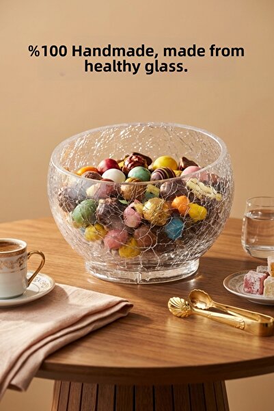 Glamis وعاء زجاجي مصنوع يدويًا من سيلين كونسبت بتصميم متشقق