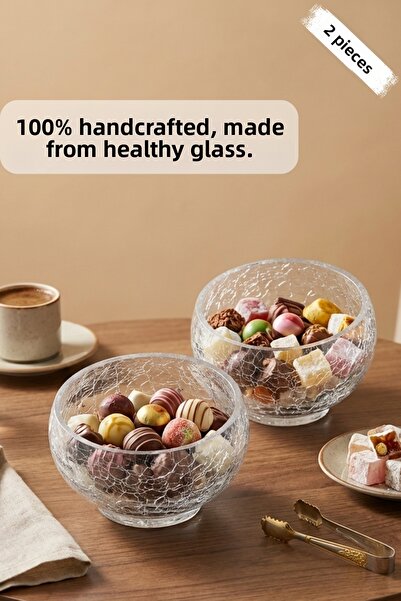 Glamis طقم من وعاءين زجاجيين مصنوعين يدويًا من سيلين كونسبت بتصميم مكسر