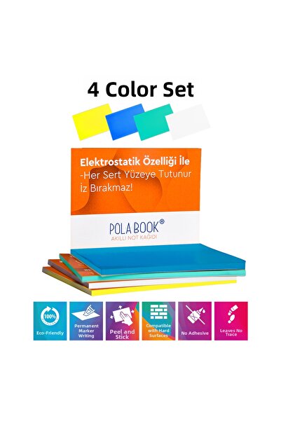 POLABOOK Electrostatic Smart Note Paper 7X10 cm 50 Sheets - Non-Adhesive Post...