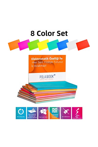 POLABOOK ورق ملاحظات ذكي كهروستاتيكي 7×10 سم 50 ورقة – ملصقات غير لاصقة – مجم...