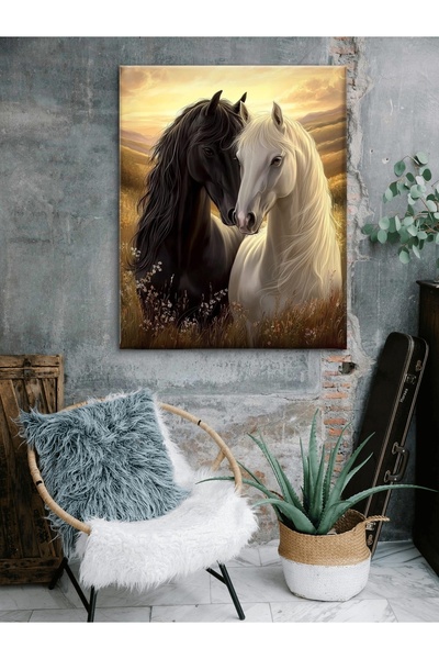 KanvasSepeti CAL ALB ȘI NEGRU - IUBIRE - IMPRIMARE Pictură în ulei Texturată ...