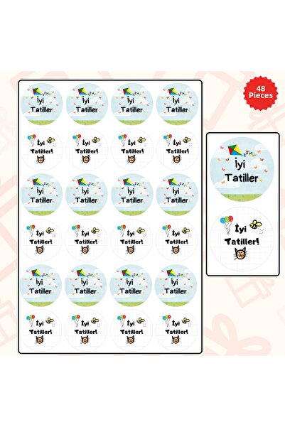 KanvasSepeti ملصقات العطلات (ستيكر) للطلاب، طباعة غير لامعة، 48 قطعة، 4 سم × ...