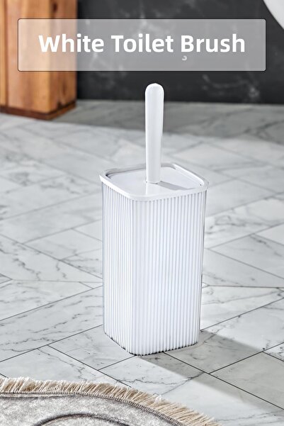 Depa فرشاة المرحاض وفرشاة المرحاض باللون الأبيض 2 قطعة