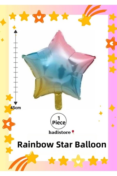 hadistore Star Foil Balloon 1 Piece Rainbow Color 45cm (18'') Balloon Helium ...