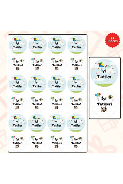 KanvasSepeti 24-пакет - Коледни стикери за ученици (СТИКЕР) МАТОВ ПЕЧАТ, 4 см...