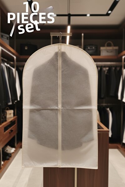 DEMİROĞLU EV TEKSTİL Cream Suit Cover, 60X100Cm, Zippered, with Hanger Hole, ...