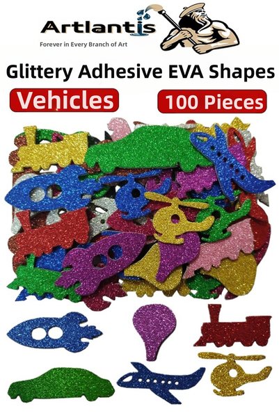 Artlantis Shaped Glitter Eva Adhesive Tools 1 Pack of 100 Self-Adhesive Glitt...