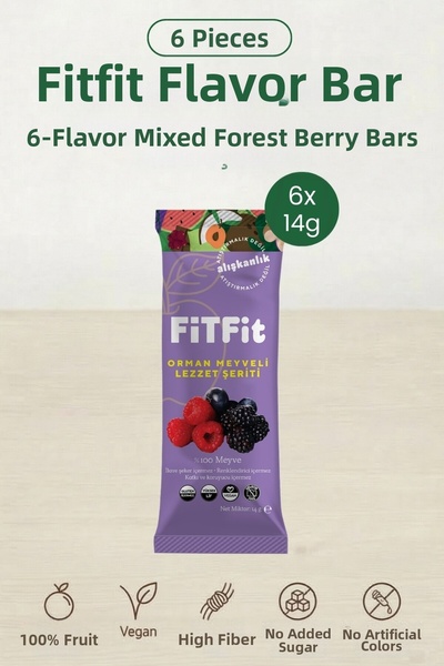 FitFit شريط نكهة فواكه الغابة |   وجبة خفيفة صحية خالية من السكر من الفاكهة ا...