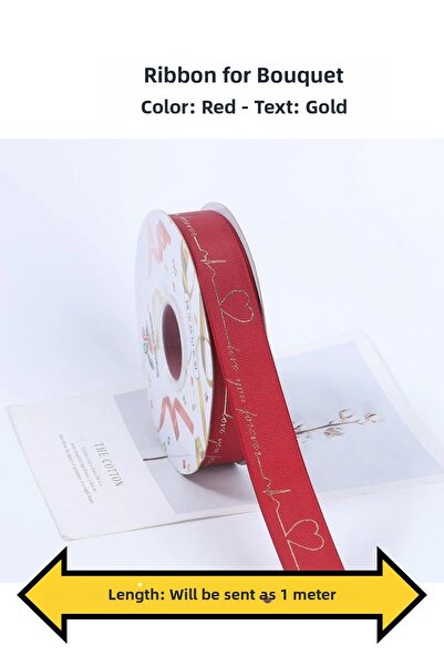 COLORPAK Panglică pentru buchet de flori ROȘU (1 metru lungime) 2,5 cm lățime...