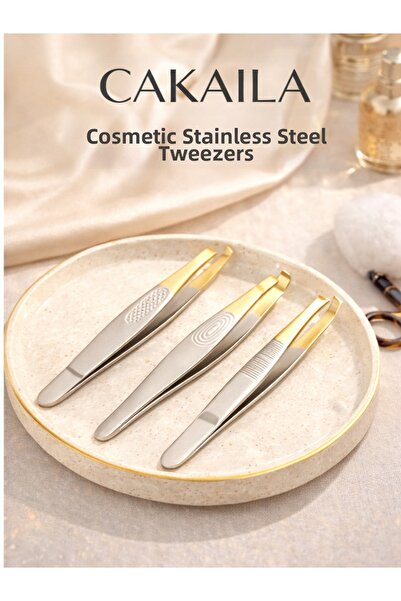 CAKAILA مجموعة ملاقط من الفولاذ المقاوم للصدأ مكونة من 3 قطع