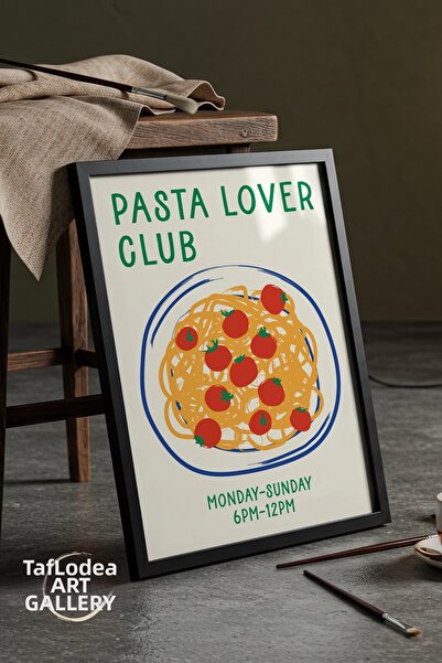 tablodea Pinterest Style Pasta Lover Club Poster înrămat cu tematică de bucăt...