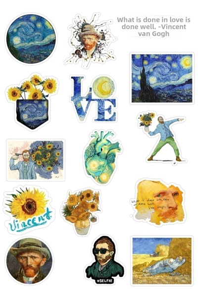 Hype Store مجموعة ملصقات Van Gogh من Ms Major Selection مناسبة للهاتف والكمبي...