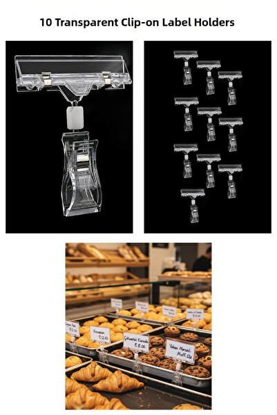 Manken İstanbul 10 قطع من حامل بطاقات التسمية الشفاف (يمكنه الحركة والدوران ب...