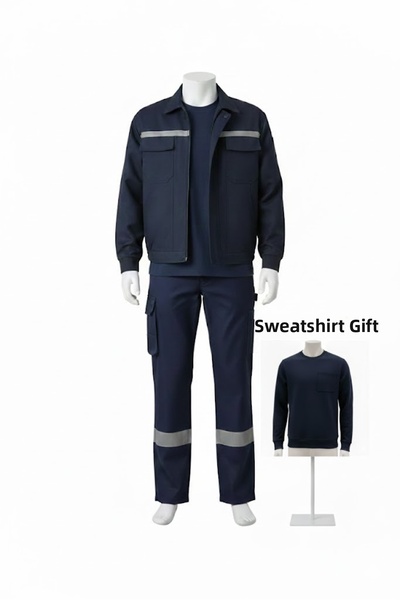 Secura İş Güvenliği طقم 7*7 مكون من سترة وبنطلون [هدية] 100% قطن مع بطانة داخ...