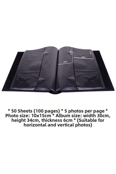 Nobbystar 10X15Cm 500 Black Leather Photo Album Large Size