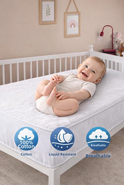 TEXTİLEGARDEN مرتبة أطفال سائلة/مقاومة للماء، مصنوعة من القطن بنسبة 100%، واق...