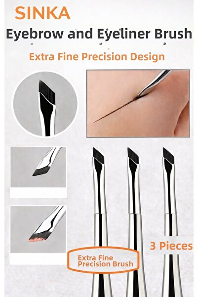 SİNKA Eyebrow and Eye Drawing Brush Extra Precision Fine Structure (3 Pcs)