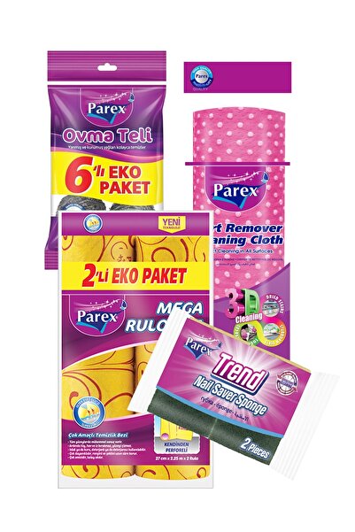 Parex Roll of Cleaning and Perforated Cloth, Sponge and Scouring Wire Bundle