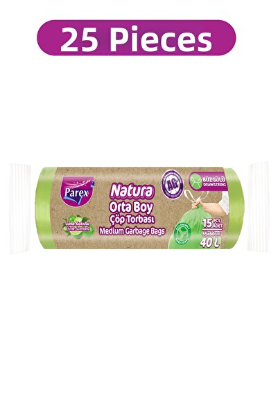 Parex Natura Drawstring Garbage Bags 15-Piece Medium Size 55 X 60 cm 25-Piece...