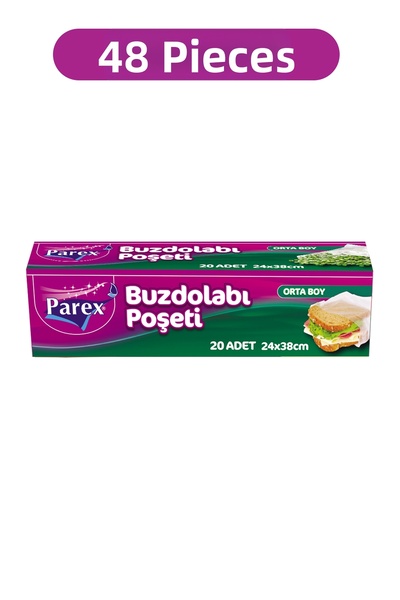 Parex 20 Pack Refrigerator Bags Medium Size 24 X 38 cm 48 Pack