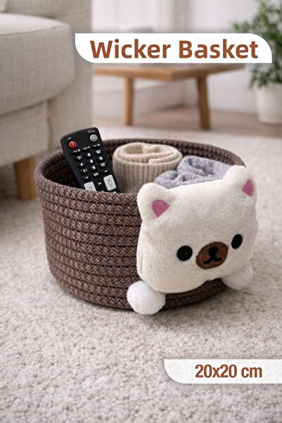 naturelove Λούτρινο ψάθινο καλάθι - Διακοσμητικός οργανωτής συρταριών, οργανω...