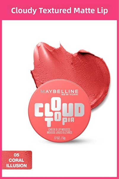 Maybelline New York Cloudtopia Foam Textured Matte Blush & Lipstick 05 Coral ...