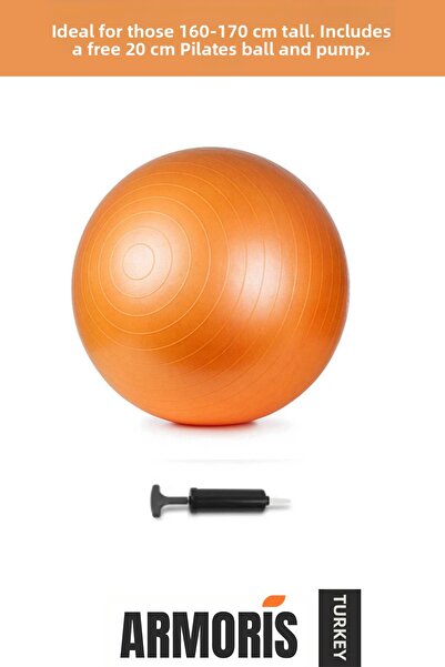 Armoris كرة بيلاتس صغيرة برتقالية اللون مقاس 20 سم مع مضخة نفخ هدية من الجيل ...