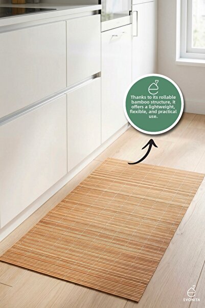 EVONİTA Bamboo Non-Slip Bath Mat - Foldable Natural Multi-Purpose Anti-Slip B...