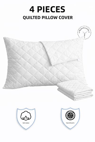 TEXTİLEGARDEN 100% Cotton Quilted 4-Piece Pillow Protective Cover (50*70 cm)