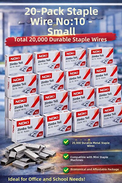 ANI OFİS KIRTASİYE A K Staple Wire No:10 Small – Pack of 20 (Total 20,000 Pie...
