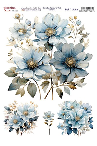 İstanbul Hobi Dark Background Water Transfer Paper 25X35Cm Kst-119 Flowers