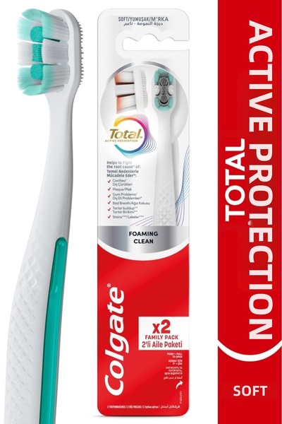 Colgate 4 قطع فرشاة أسنان ناعمة توتال فومينج كلين 1+1