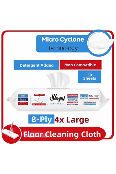 Sleepy مناشف تنظيف الأرضيات سهلة التنظيف، مناشف غسيل مبللة، 50 قطعة
