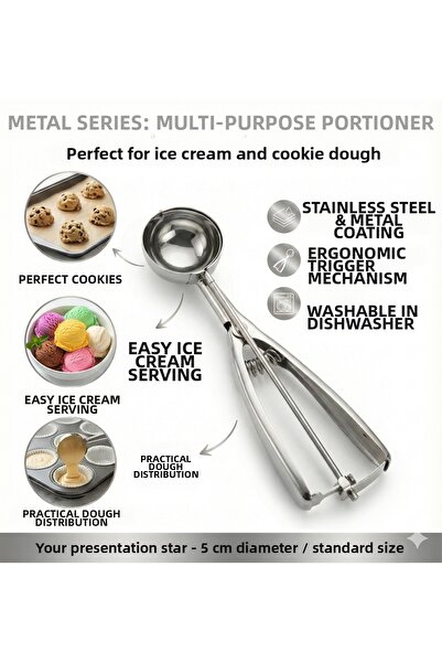 LOVYCO ملعقة آيس كريم من الفولاذ المقاوم للصدأ، مغرفة آيس كريم مقاس 22 سم