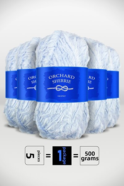 Orchard Sherrie Baby Blue - 5 Pack - 100Gr/60M - Rabbit Hair - Thick Fur Plus...