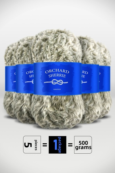 Orchard Sherrie Green Patterned - Pack of 5 - 7Mm/100Gr/60M - Rabbit Hair - T...