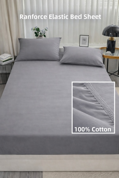 NazeninHome طقم ملاءات سرير مطاطية من رانفورس 100% قطن لسرير فردي مع وسادة رم...